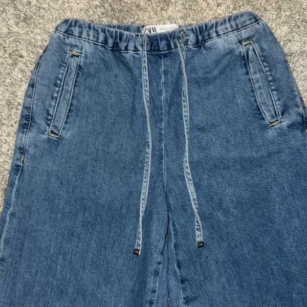 Zara Wide Leg Draw String Jeans Size XS - Image 2