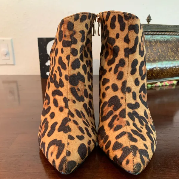 New York & Company Leopard Booties Black Size 8 - Image 3