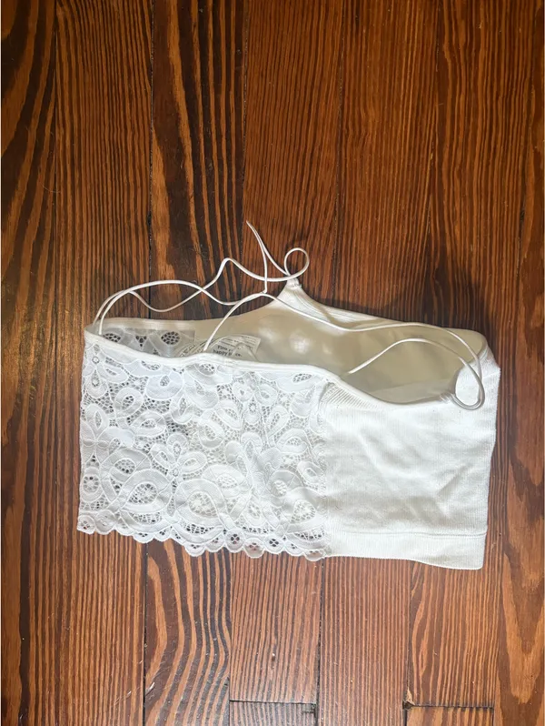 cute white tank with lacy see through back - Image 2