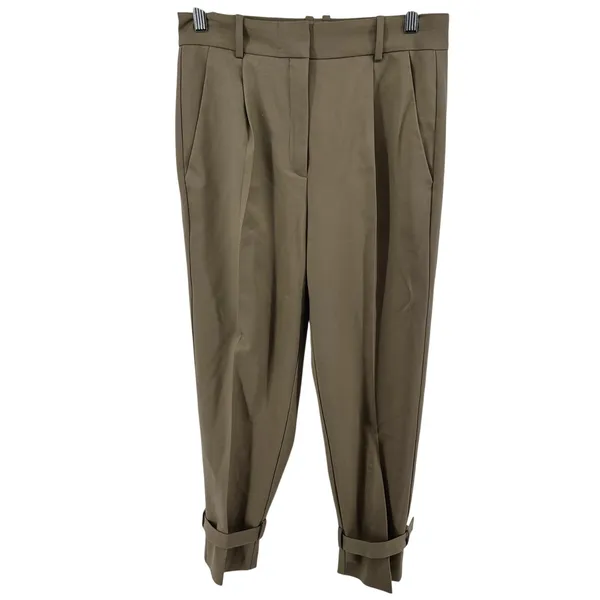 Aritzia Babaton Lalonde Trouser Pants Carrot Wool Pleated Strap Hem Taupe Tan 6 - Image 2