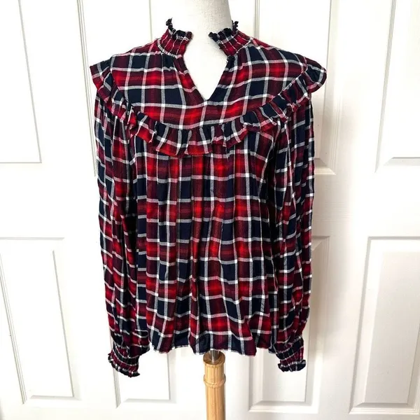 Free People Charlie ruffle plaid top NWT size XS - Image 14