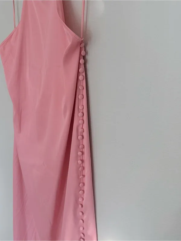 Zara Pink Halter Maxi Dress with Side Slit - Image 4