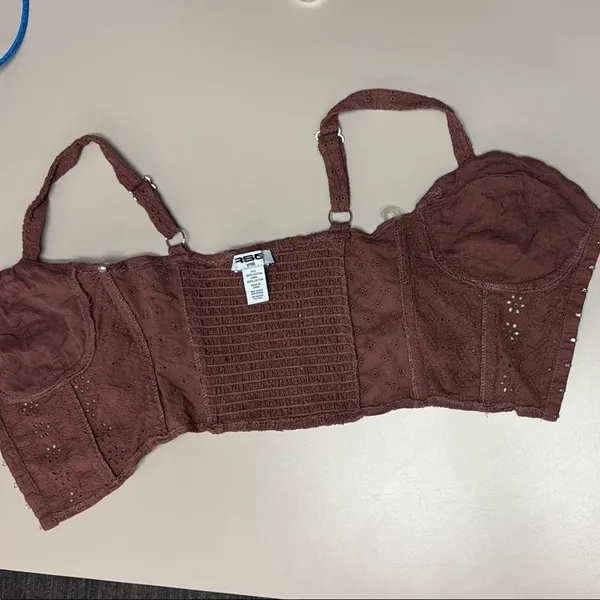 Brown RSQ Eyelet Lace Brown Women's Corset Crop Size Small - Image 7