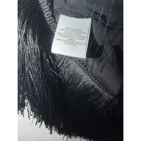 Derek Lam 10 Crosby Black Lace Fringe Hem Sleeveless Cropped‎ Top Size 6 - Image 4