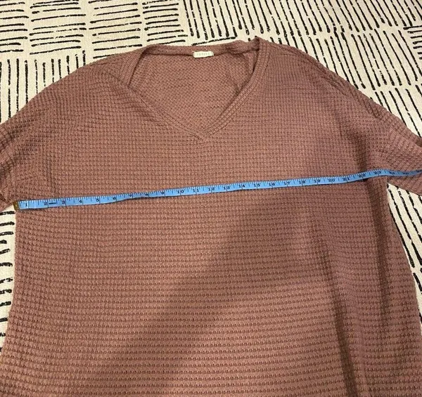 Jodifl Mauve Long Sleeve Waffle Crewneck Top XXL - Image 4