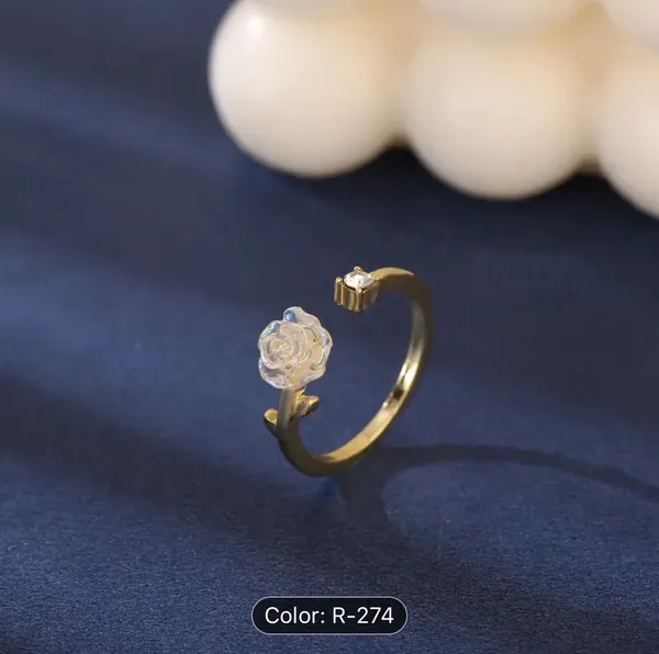Cute Camellia Flower Open Ring Cute Adjustable Finger Jewelry Accessories Women - Image 2