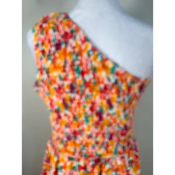 BTFBM‎ One Shoulder Maxi Dress Womens Medium Multicolor Excellent Floral Smocked - Image 14
