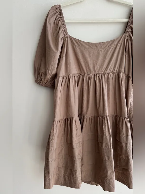 American Eagle Outfitters Brown Mini Puff Sleeve Dress, Size Medium, NWT - Image 5