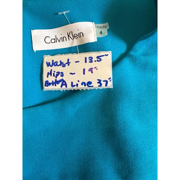 Calvin Klein Color Block‎ Sheath Dress Sleeveless Career Belted Blue Black - Image 12