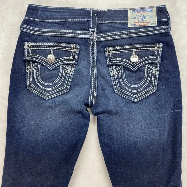 True Religion Jeans Slim Straight Dark Wash Denim Women's Size‎ 27 - Image 2