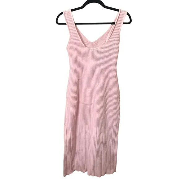 RUE‎ STIIC Ribbed Knit Midi Dress Baby Pink Small - Image 3