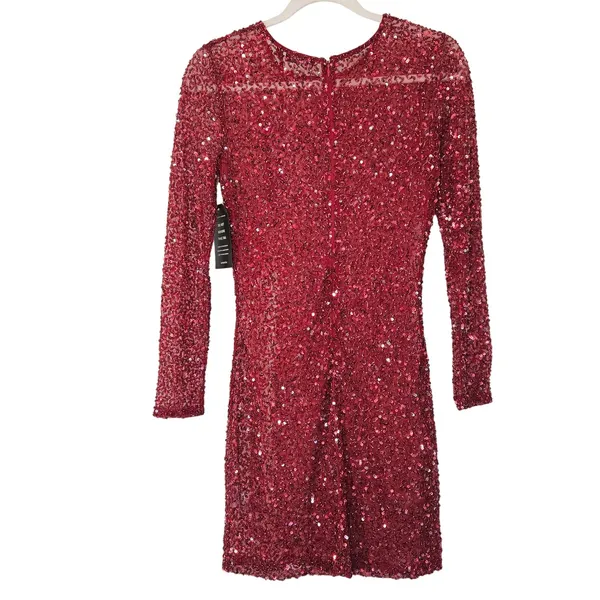 Retrofête Emani Red Sequin Mini Dress Long Sleeve Bodycon Size S‎ NEW - Image 8