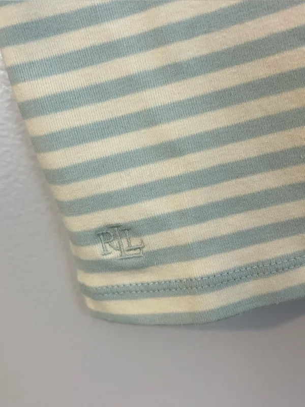 Ralph Lauren Black Label Striped Stretch Cotton Crewneck Tee Blue/Ivory Medium - Image 8
