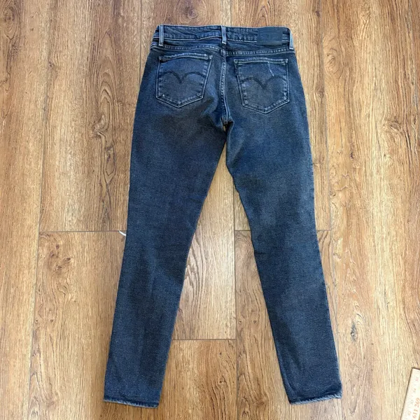Levis 711 Skinny Jeans‎ Womens 26x28 Distressed Faded Black Denim Pants Grunge - Image 8