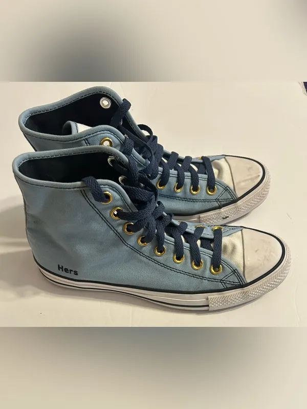 Converse High-Top Sneakers in Light Blue, Navy, and White - Image 2