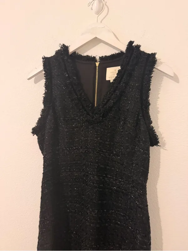 Kate Spade Black Sparkle Sleeveless Tweed Dress Cocktail Size 2 - Image 5