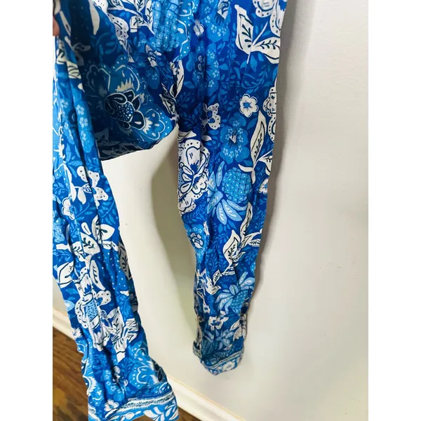 FARM RIO Blue Floral Pattern Full of Flowers Tapered Fit Jumpsuit Size XS - Image 9
