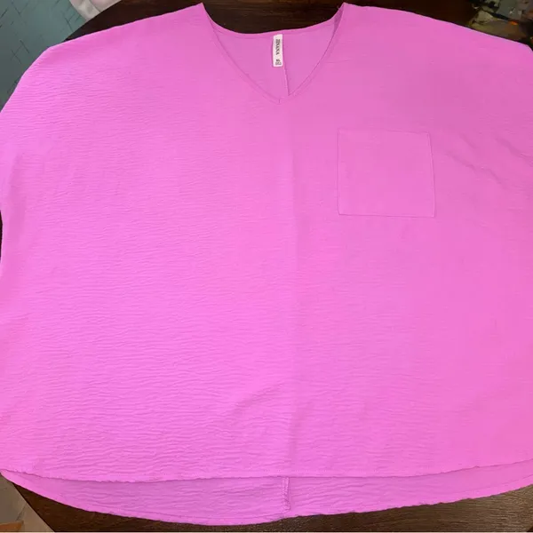 2 -Zenana Outfitters Vibrant Pink/Grey Short Sleeve Tee Women’s XL - Image 4