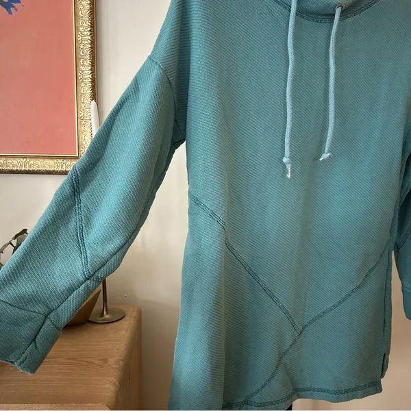 Soft Surroundings Danica Top‎ Tunic Sweatshirt Teal Blue Lagenlook 2FK49 Size S - Image 3