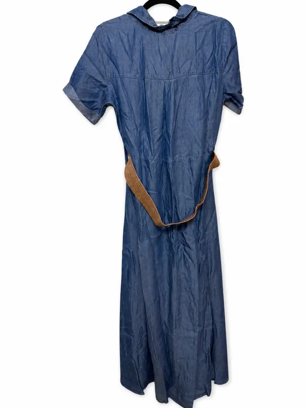 chambray boutique maxi-length dress with a braided belt by Mine size sm/med NWT - Image 3
