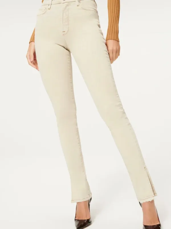 Good American Good Classic Jeans Womens 10 Bone Beige Skinny Ankle Slit Stretch - Image 3