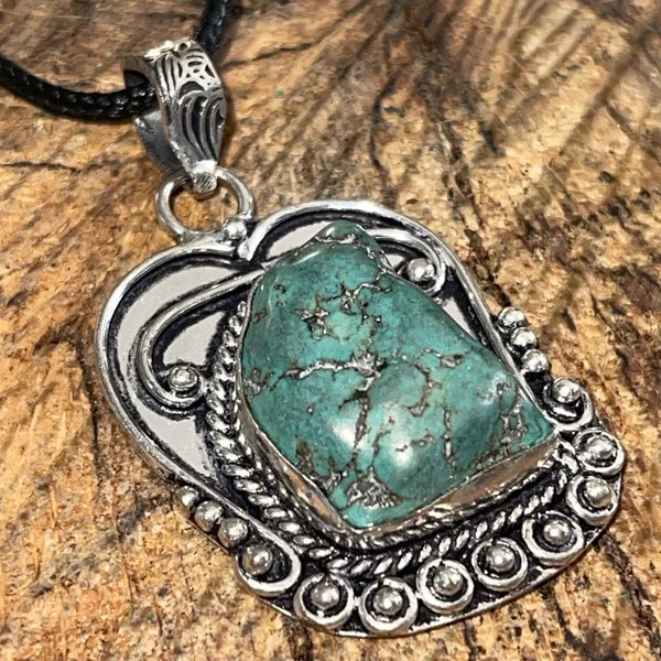 Blister Stabilized Turquoise Pendant 2” Blue - Image 5