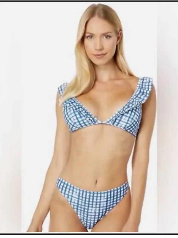 Southern Tide Seven Seas Blue/White Painted Gingham Bikini Bottoms - Image 8