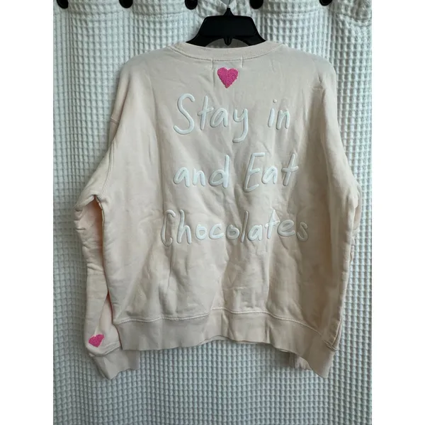 Wildfox Love Valentine's Pink Crewneck Embellished Sweatshirt Large NEW - Image 5