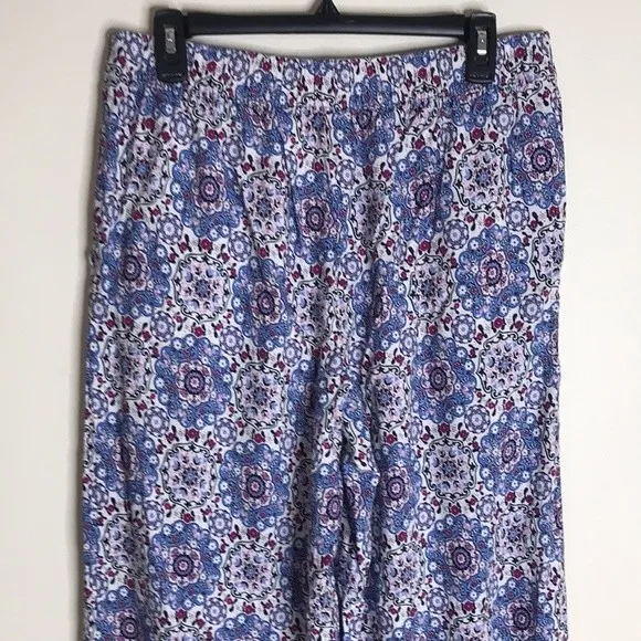 Loft Fluid Wide Leg Crop Pants in Medallion Linen Blend‎ ladies size medium - Image 11