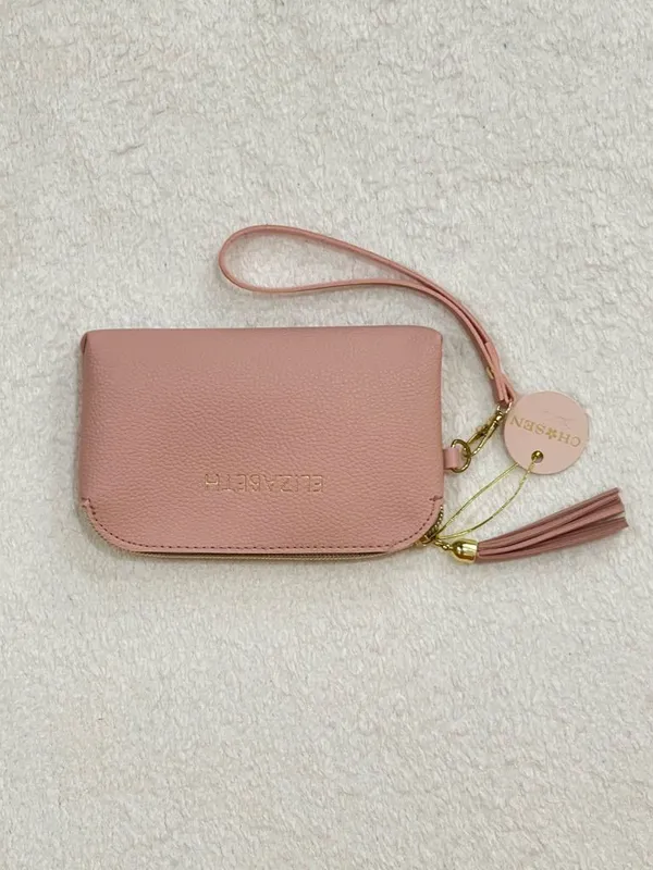ELIZABETH Personalized Blush Pink Vegan Pebbled Leather NWT Wristlet from Chosen - Image 6