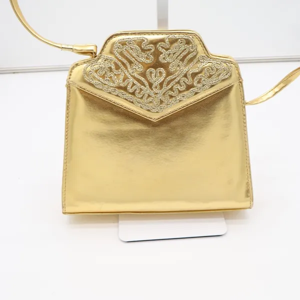 Unbranded Shoulder Bag Womens OS Evening Soutache Gold Metallic Good - Image 3