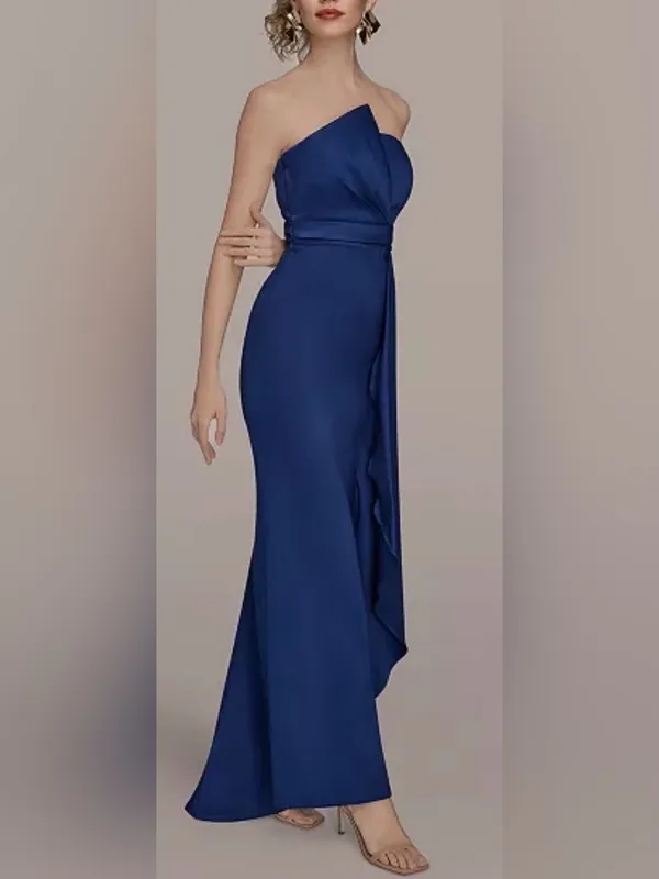 NEW Donna Karan New York Asymmetric Twist Strapless Sapphire Blue Gown Sz 8 - Image 2