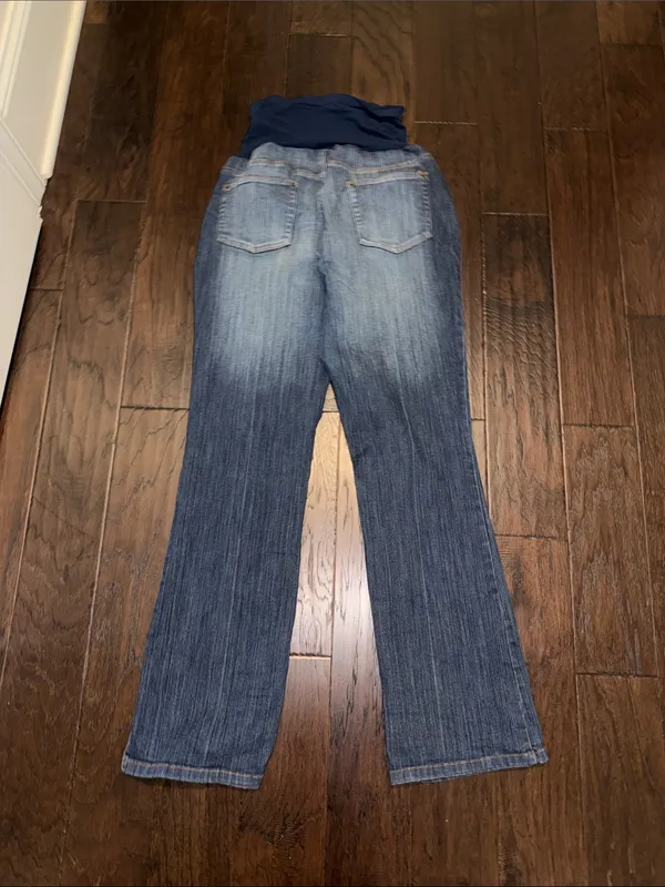 Motherhood Navy Waistband Blue Wash Maternity Flare Jeans XL - Image 3