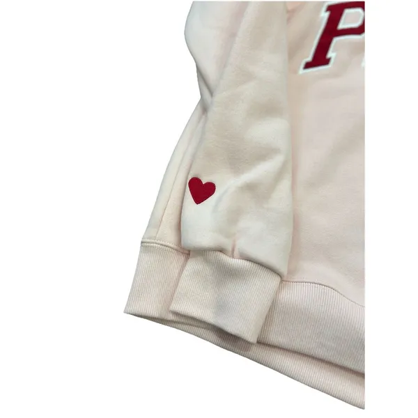 Parke Peony And Crimson Varsity Mockneck Sweatshirt Valentines Heart New S/M - Image 5