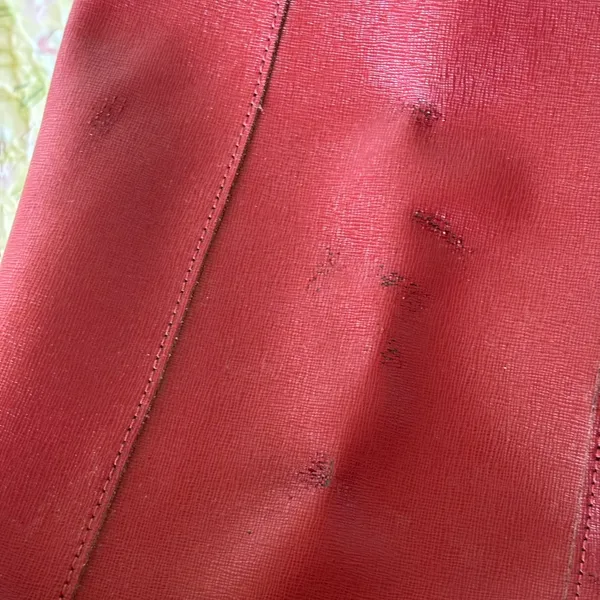Fiore genuine Red Leather Tote red Crimson Grunge - Image 13
