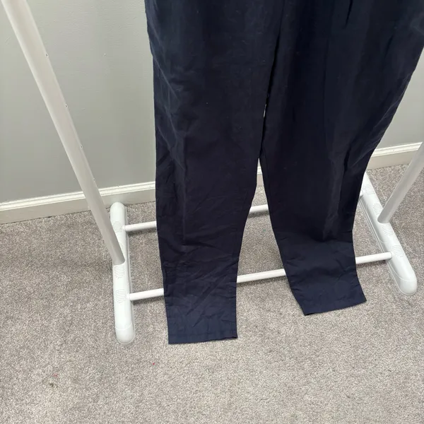 Hope & Henry Navy Blue Cotton and Linen Blend Faux Top Jumpsuit - Image 6