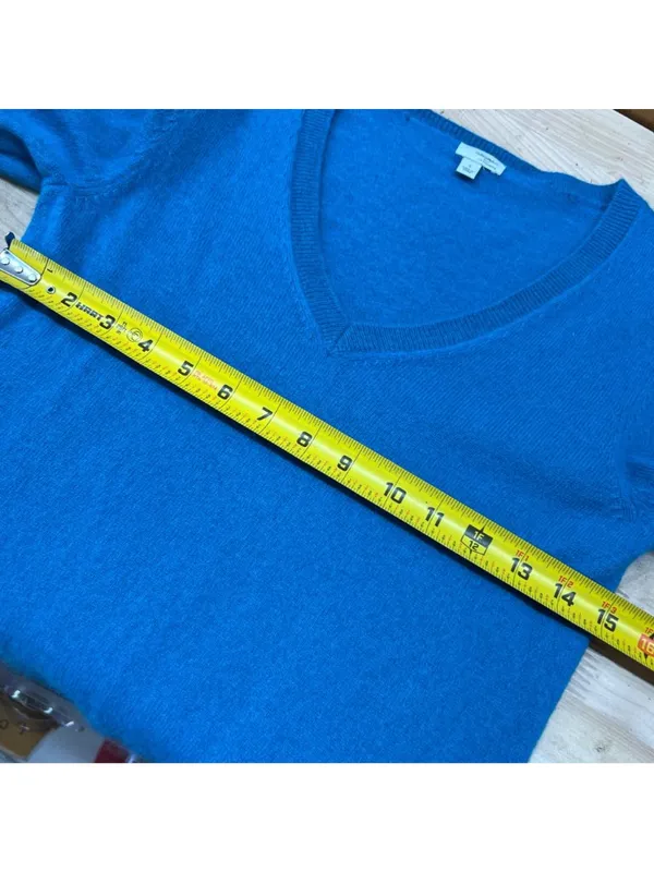Halogen Teal 100% Cashmere V-Neck Sweater Long Sleeve Size Small - Image 10