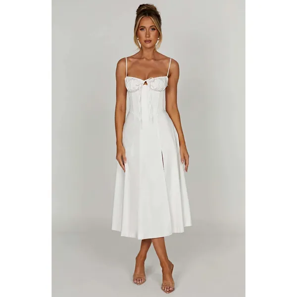 NWT Babyboo Deanna Ivory Corset Lace Up Fit & Flare Midi Dress Womens Size M - Image 10