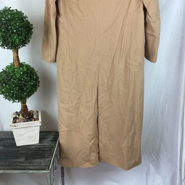 Les Copains Tan Wool Button Front Long Sleeve Trench Coat 40 8 - Image 3