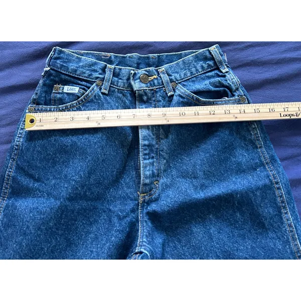 Vintage Lee High Waisted Straight Leg Jeans Medium Wash Raw Hem Size 6 Med USA - Image 10