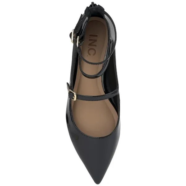 NWT INC International Concepts Valan Triple-Strapped Flats Black Patent 9.5M - Image 3