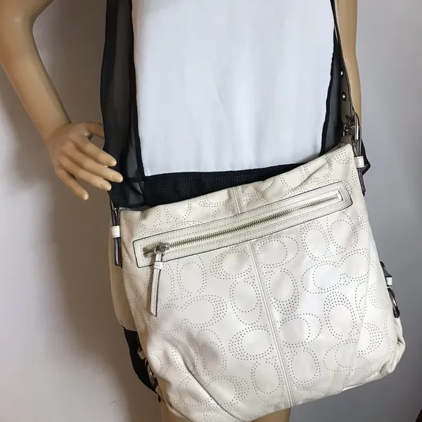 COACH White C Dotted Design Leather Crossbody Bag - Image 5