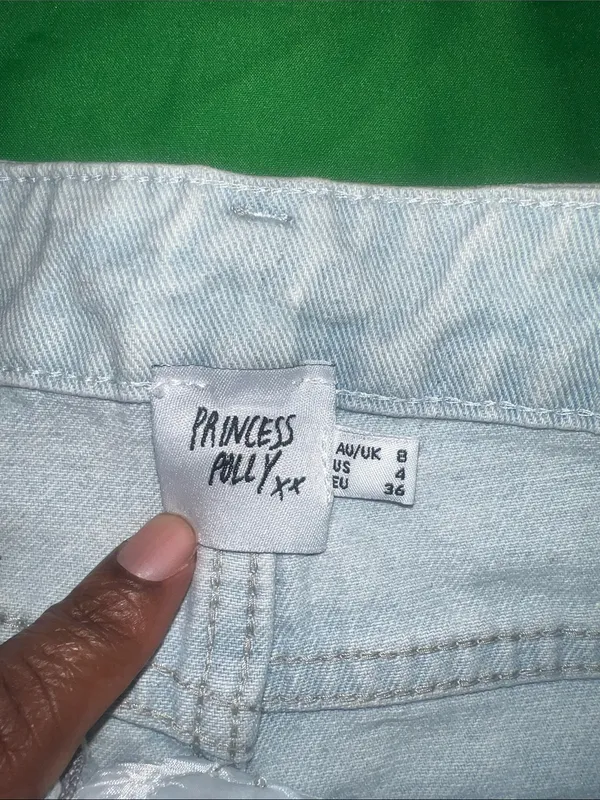 Princess Polly Light Blue High-Rise Denim Shorts size 4 - Image 3