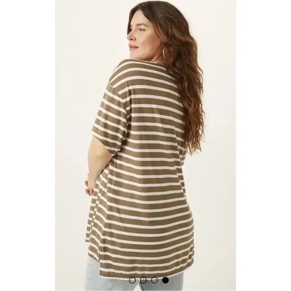 East Adeline Striped V-neck Tunic Top T-shirt Tee 2X Dia & Co Plus Size NWT New - Image 3