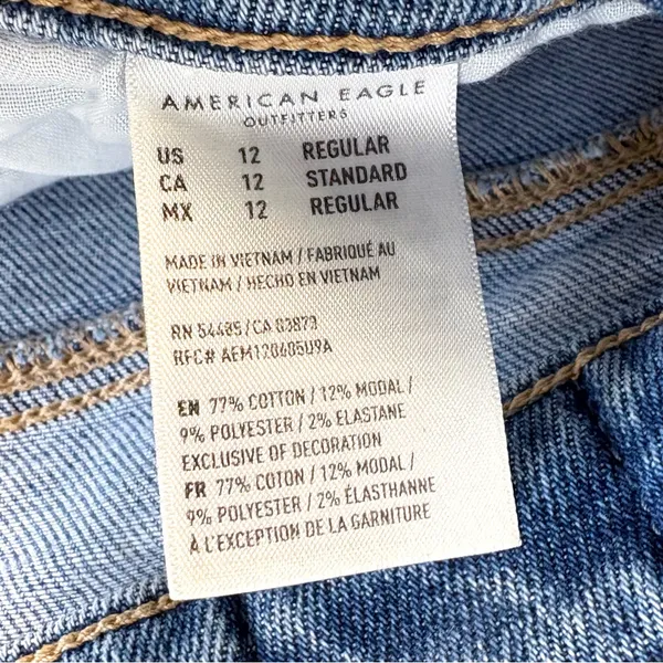 American Eagle Stretch Ripped High Rise Mom Jean in Emotional Blue Size 12 - Image 14