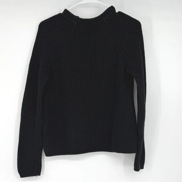 Quince Organic Cotton Fisherman Crewneck‎ Sweater Black Small - Image 2