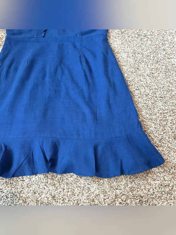 Lulus Days Like This Royal Blue Sleeveless Ruffled Linen Blend Mini Dress Sz XS - Image 5
