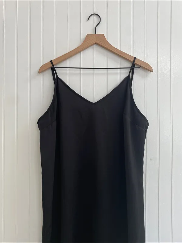 A NEW DAY Satin Cami V-Neck Sleeveless Midi Length Slip Dress in Black Size XL - Image 5