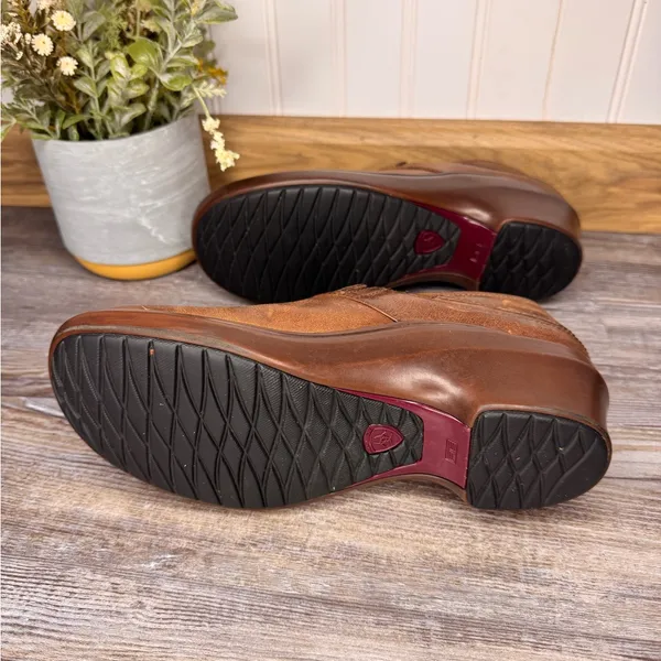 Ariat Womens Leather Professional Brown Clogs Slip On Round Toe Non Slip Size 8 - Image 8