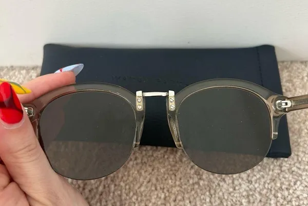 Madewell Semi-Rimless Gray Round Sunglasses - Image 2